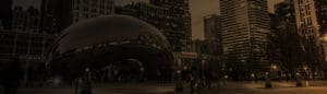 Banner image of downtown Chicago and the bean